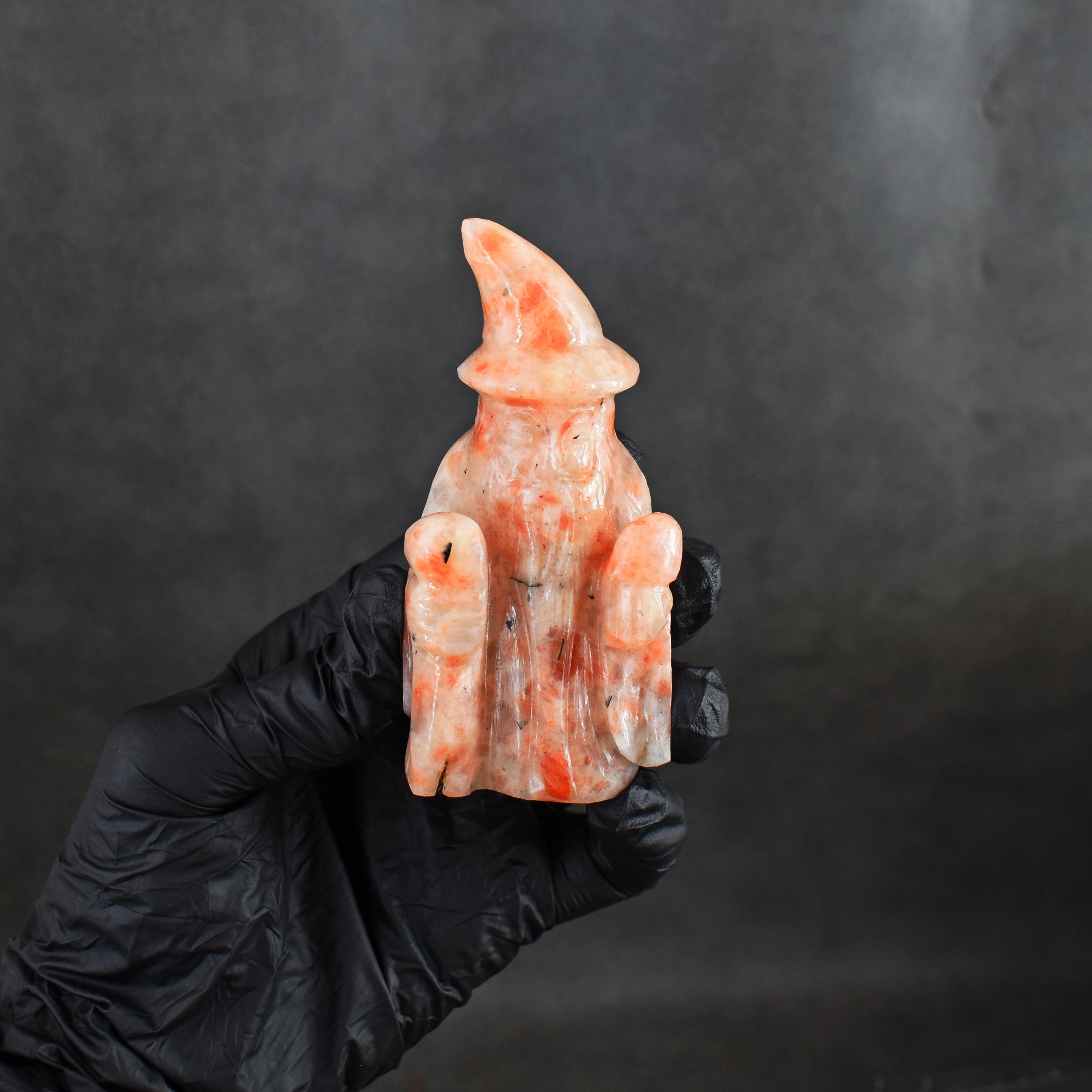 Genuine 607.00 Cts Amazing Sunstone Hand Carved Gemstone Premium Wizard Carving