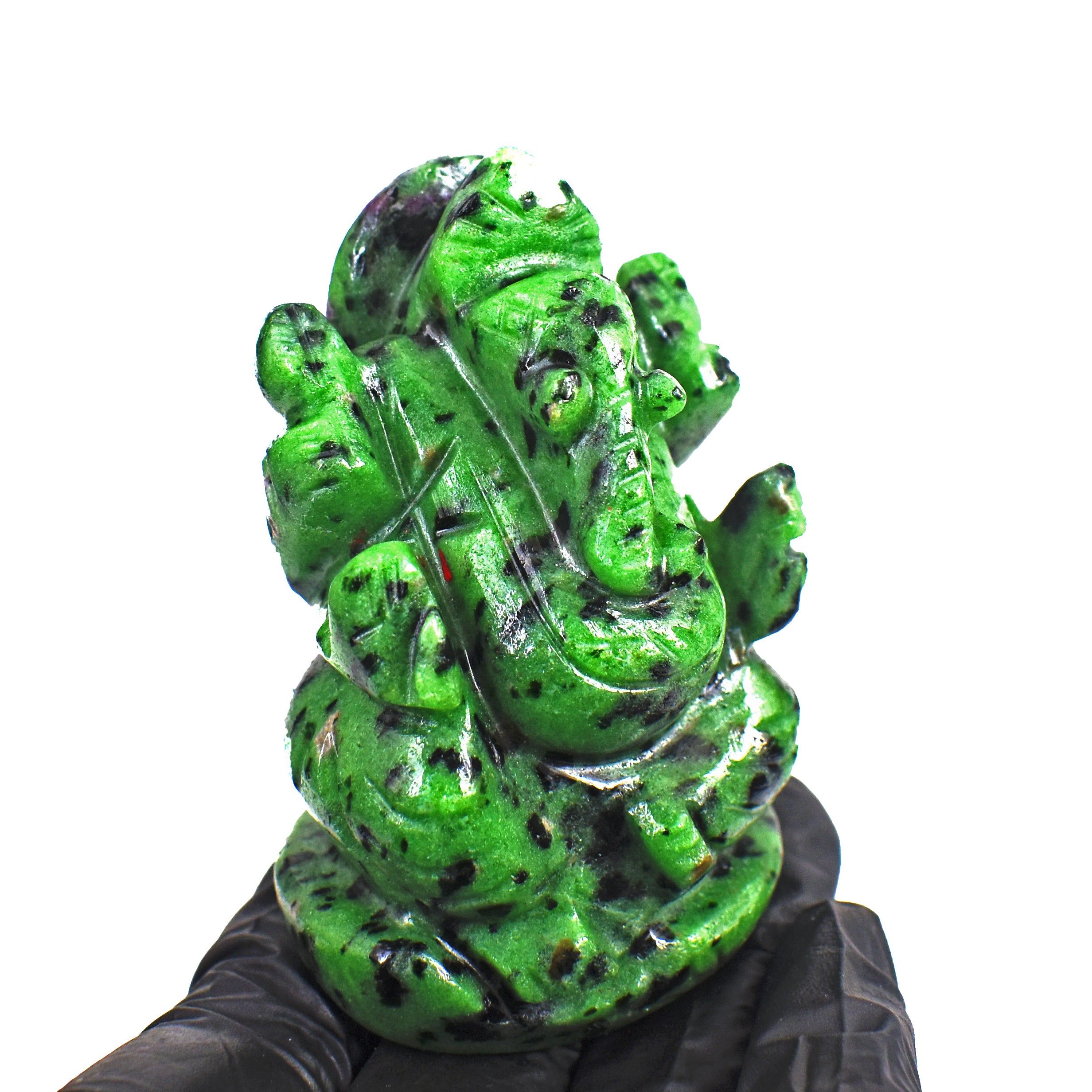 Beautiful 714.00 Cts Genuine Ruby Zoisite Divine Hand Carved Lord Ganesha Gemstone Carving