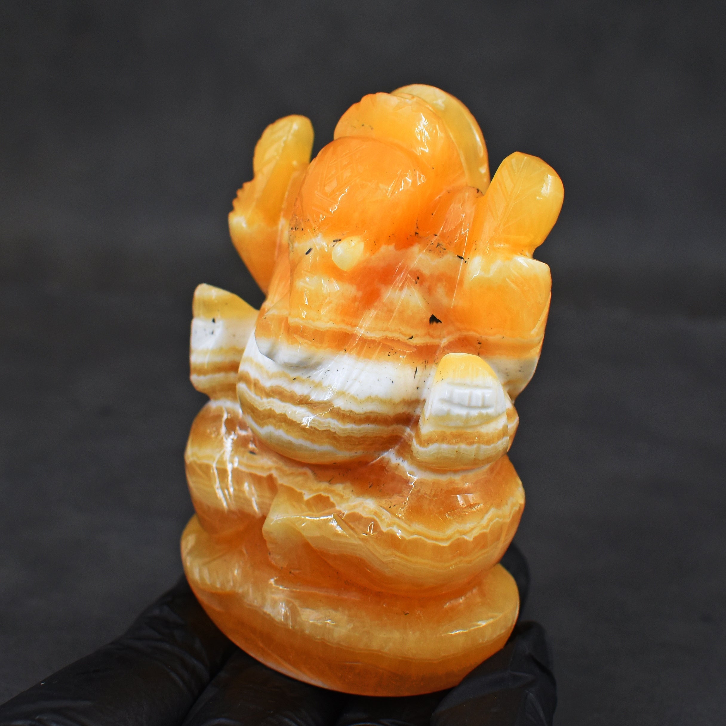 Alluring 700.00 Cts Genuine Yellow Rhodochrosite Hand Carved Premium Lord Ganesha Crystal