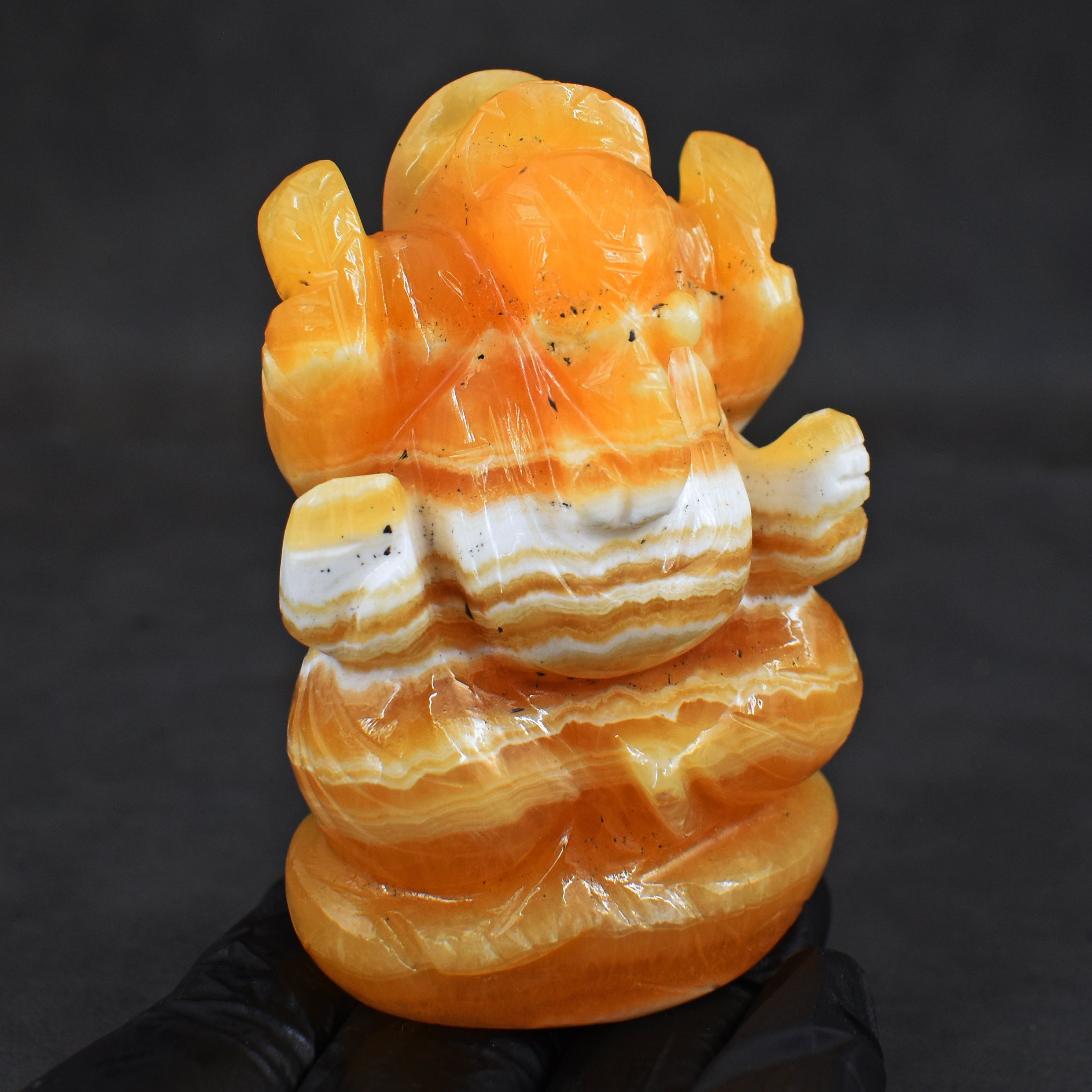 Alluring 700.00 Cts Genuine Yellow Rhodochrosite Hand Carved Premium Lord Ganesha Crystal