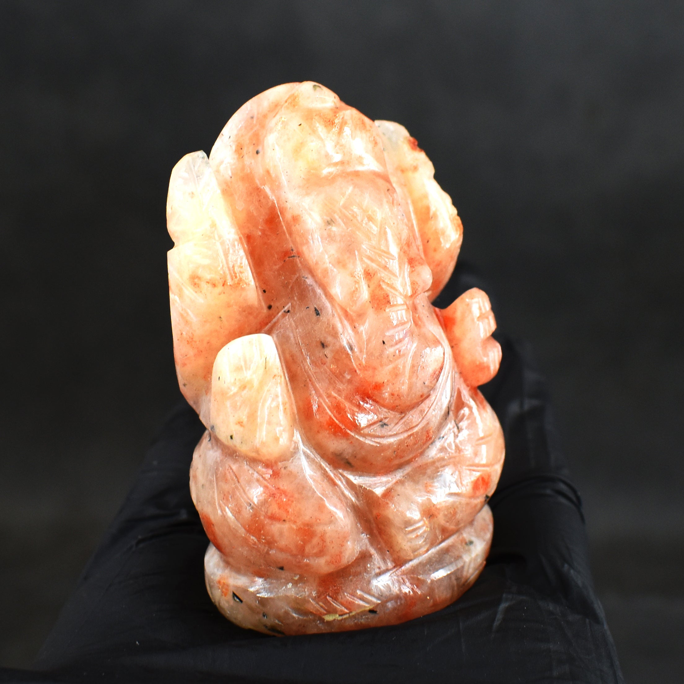 Alluring 523.00 Cts Genuine Sunstone Hand Carved Premium Lord Ganesha Crystal