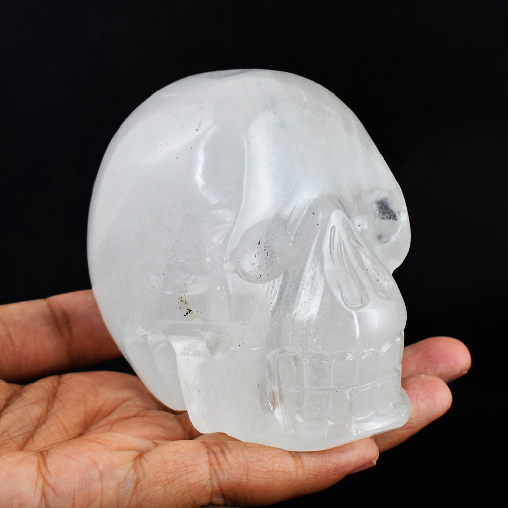 Artisian 2336.00 Cts Genuine White Quartz Hand  Carved  Crystal Gemstone Carving Skull