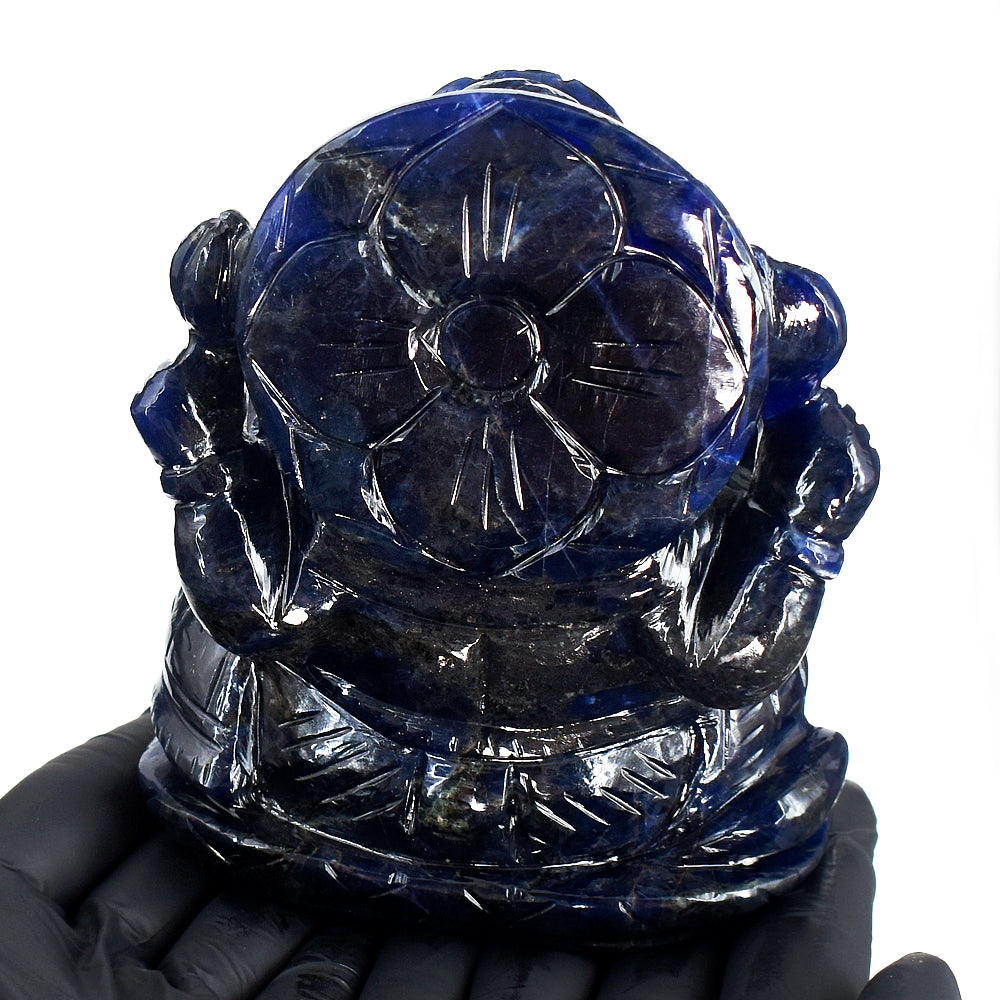 Exclusive 3987.00 Cts Genuine Blue Sodalite Hand Carved Crystal Gemstone Lord Ganesha Crystal Carving