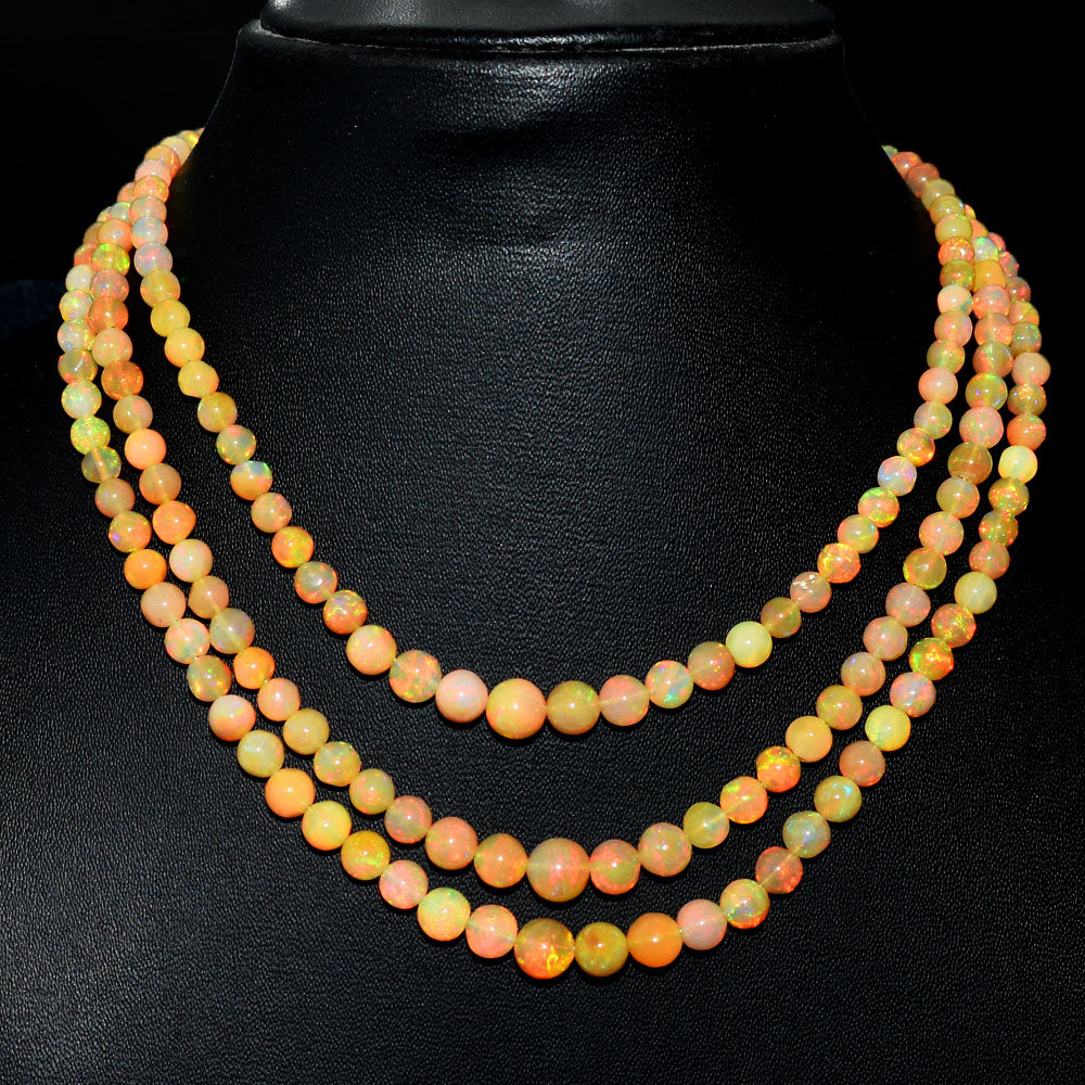 Mega Sale - 100% Dazzling 168.00 Cts Genuine Ethiopian Opal Beads Necklace