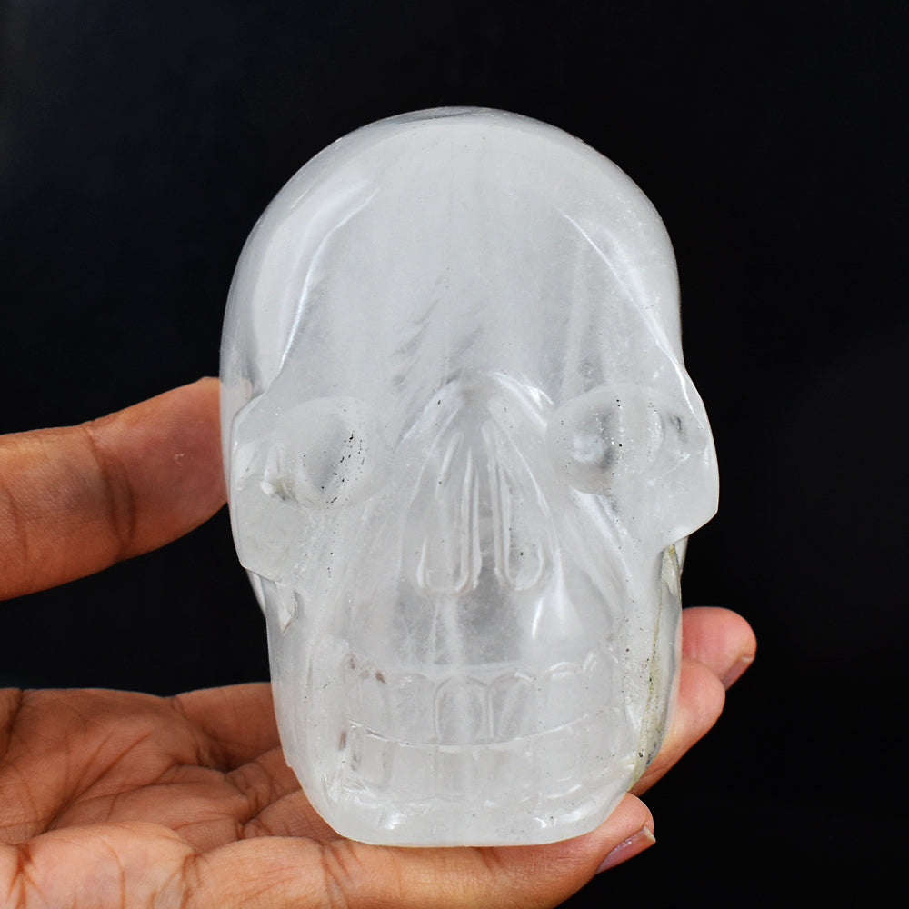 Artisian 2336.00 Cts Genuine White Quartz Hand  Carved  Crystal Gemstone Carving Skull
