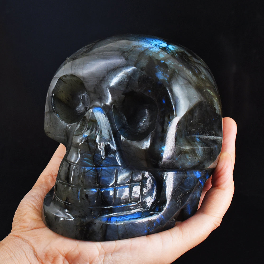 Artisian 7274.00 Cts Blue Flash Labradorite Hand Carved Crystal Gemstone Carving Skull
