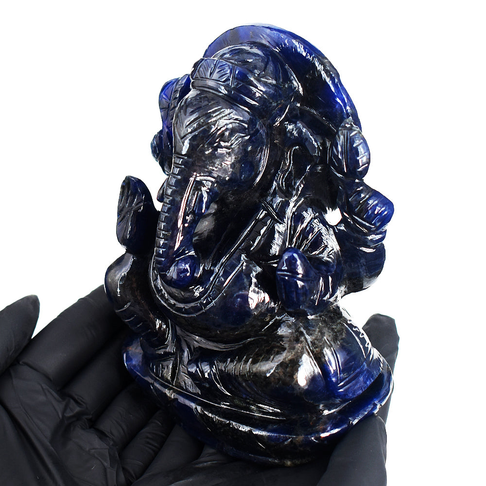 Exclusive 3987.00 Cts Genuine Blue Sodalite Hand Carved Crystal Gemstone Lord Ganesha Crystal Carving