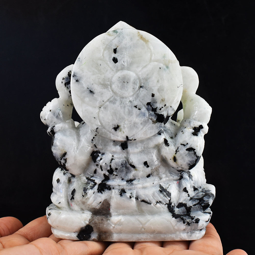 Amazing 5121.00 Cts Genuine Moonstone Hand Carved  Lord Ganesha Idol Gemstone Carving