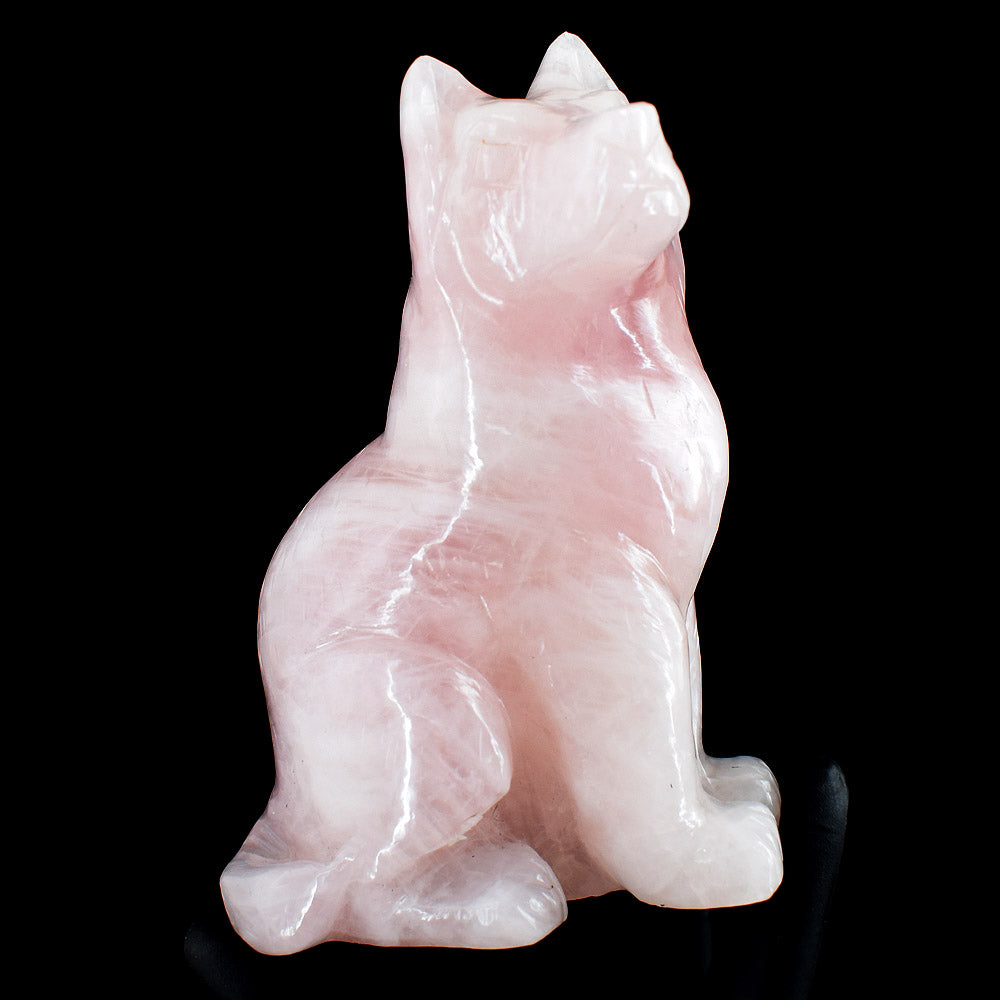 Natural 2169.00 Cts Genuine Rose Quartz Hand Carved Crystal Gemstone Dog Carving