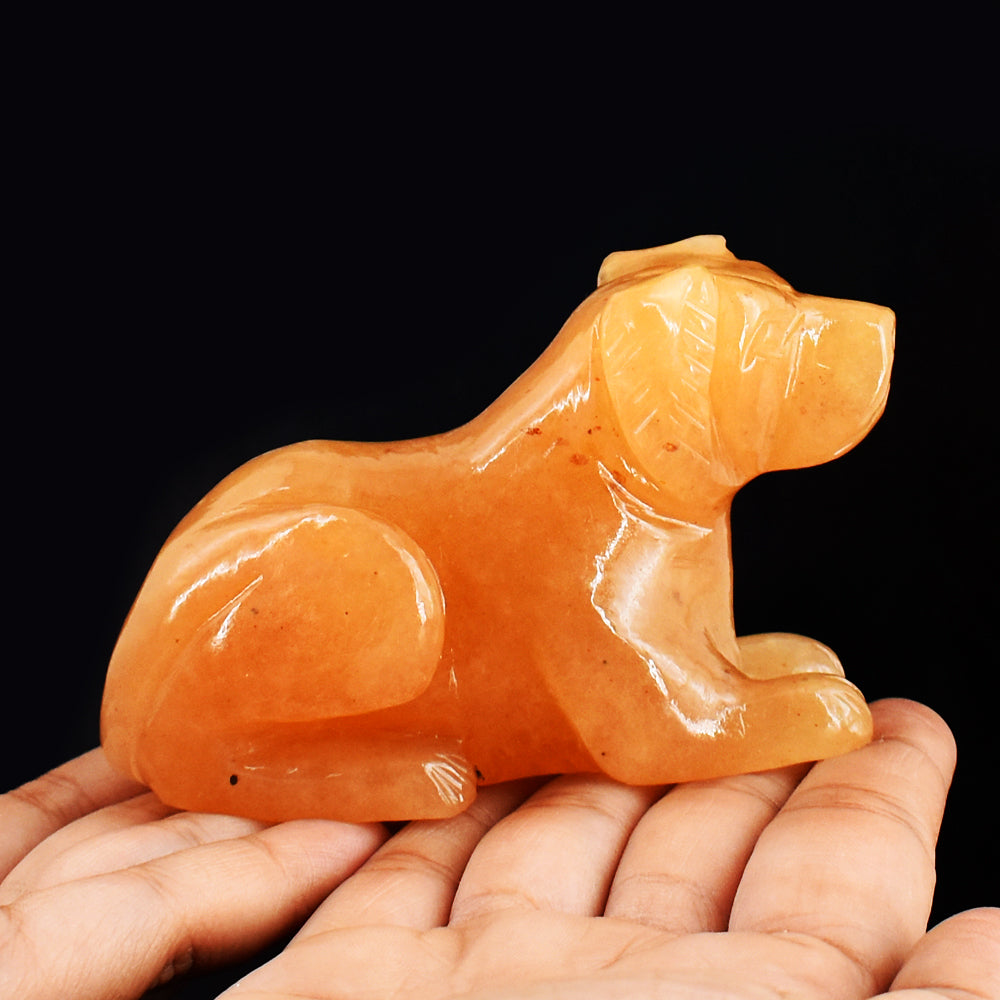 Beautiful 1385.00 Carats  Genuine Aventurine Hand Carved Crystal Gemstone Carving Dog