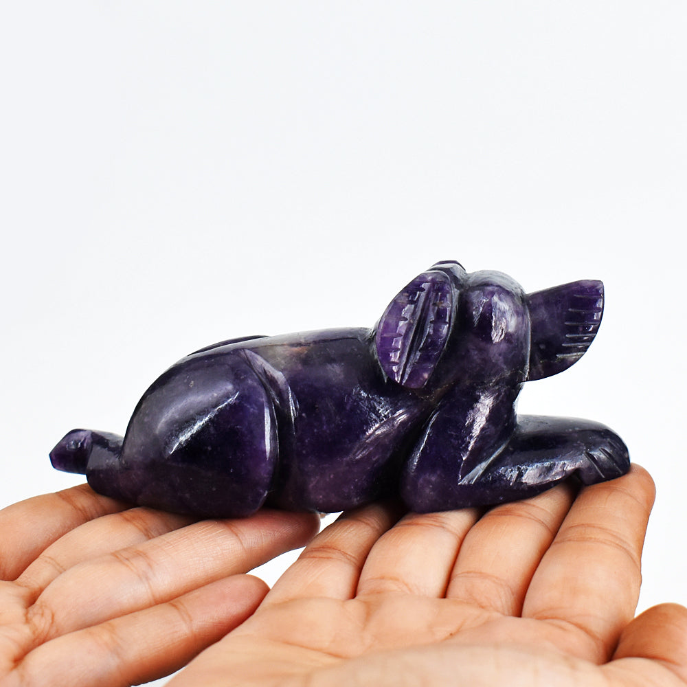 Awesome 1497.00 Carats Genuine Lepidolite Hand Carved  Crystal Gemstone Carving Dog