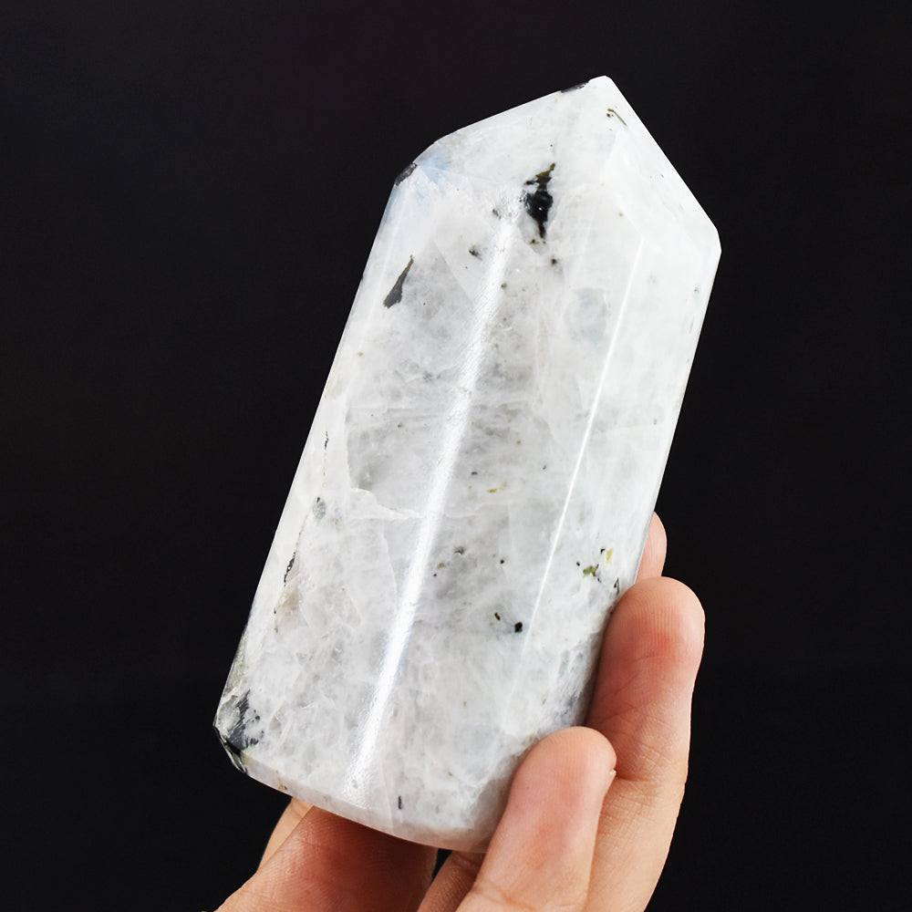 Blue Flash Moonstone 1194.00 Cts Genuine Hand Carved Crystal Gemstone Healing Point