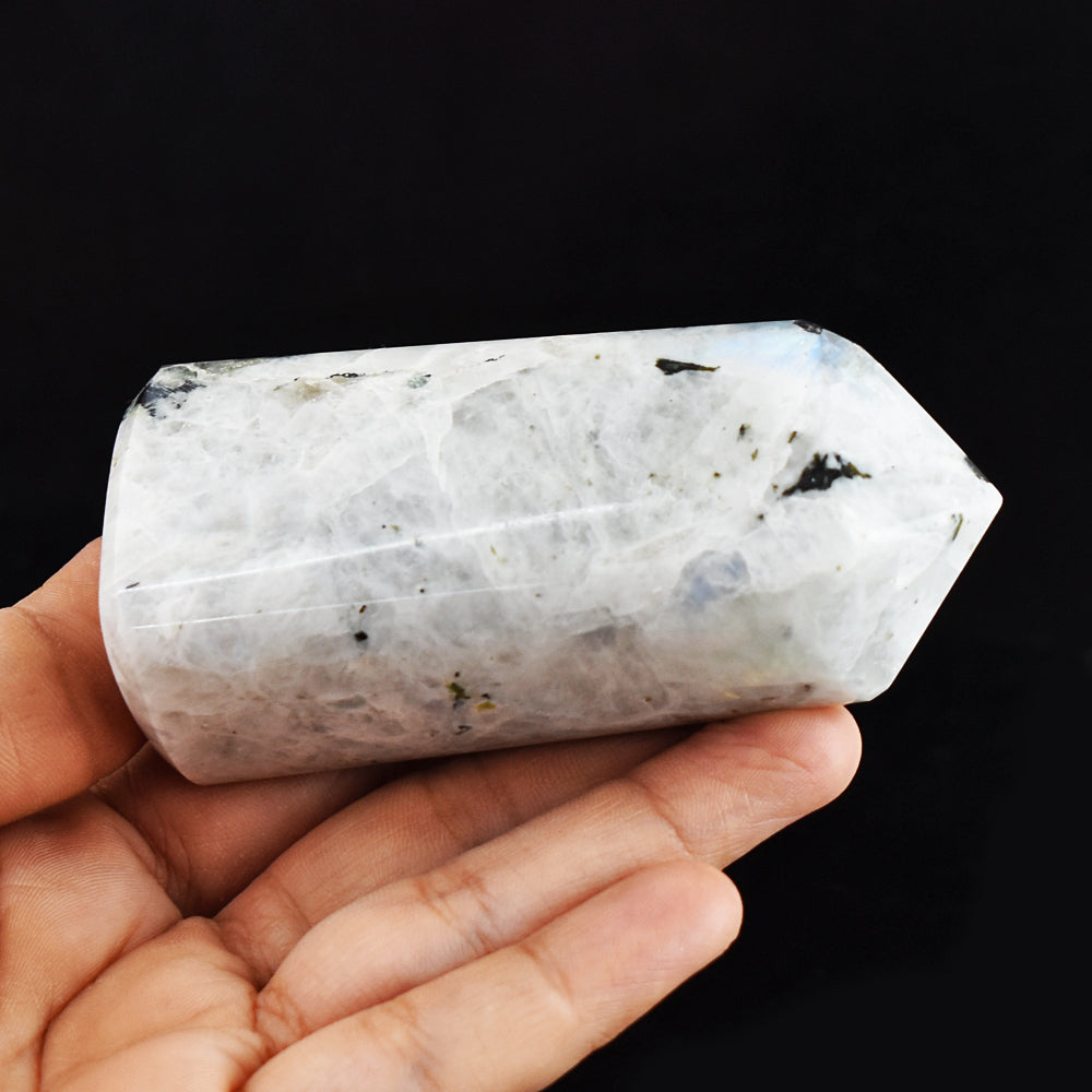 Blue Flash Moonstone 1194.00 Cts Genuine Hand Carved Crystal Gemstone Healing Point