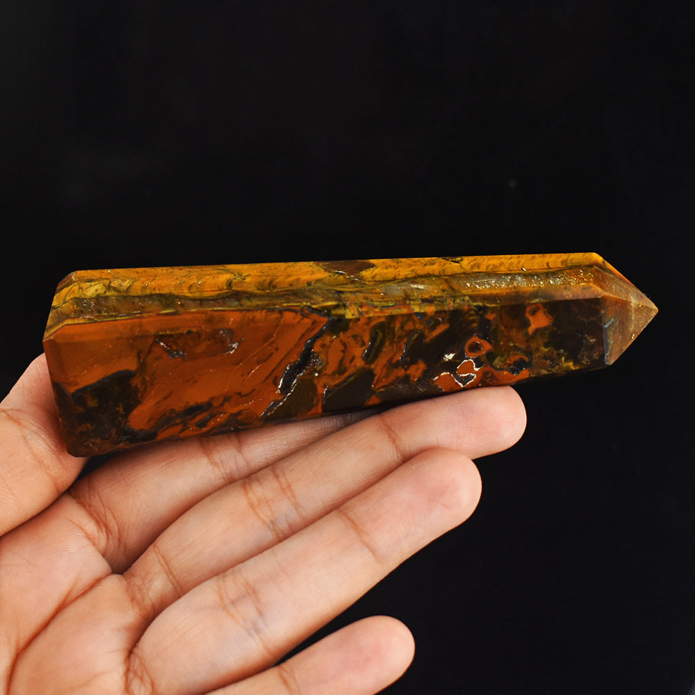 626.00 Carats Genuine Amazing Golden Tiger Eye Hand  Carved Healing Tower  Gemstone Carving