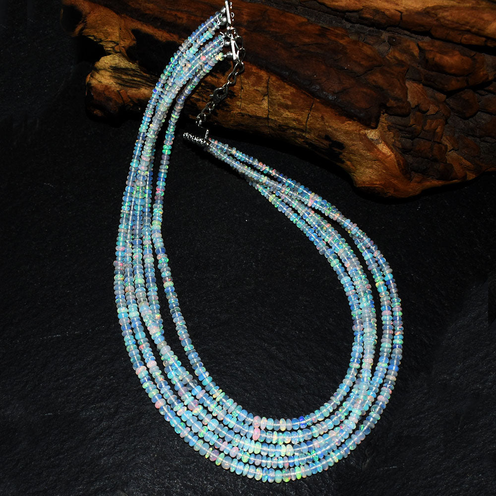 Mega Sale - 100% Most Brilliant 180.00 Cts Genuine Ethiopian Opal Beads Necklace