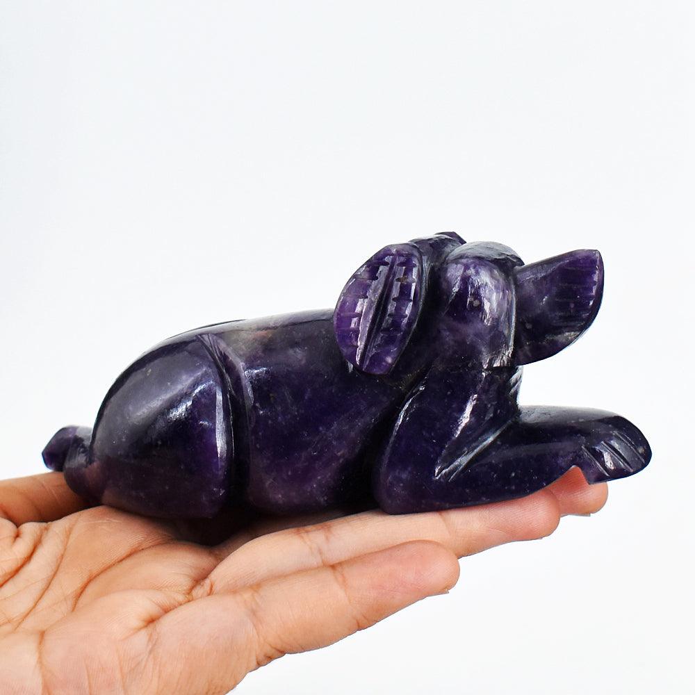 Awesome 1497.00 Carats Genuine Lepidolite Hand Carved  Crystal Gemstone Carving Dog