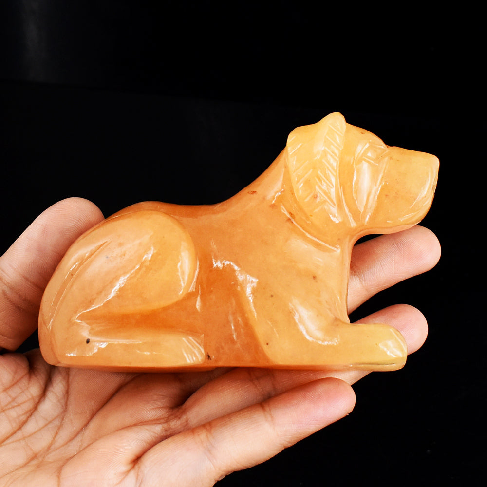 Beautiful 1385.00 Carats  Genuine Aventurine Hand Carved Crystal Gemstone Carving Dog