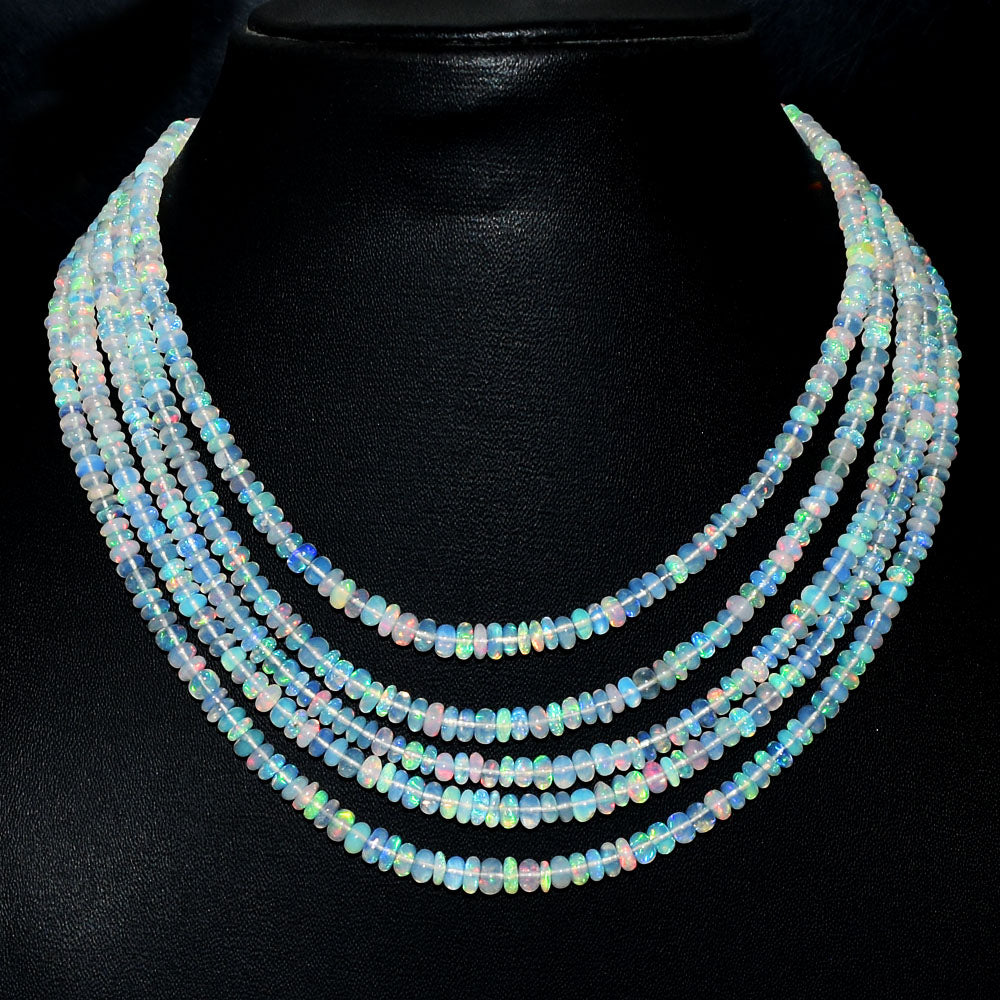 Mega Sale - 100% Most Brilliant 180.00 Cts Genuine Ethiopian Opal Beads Necklace