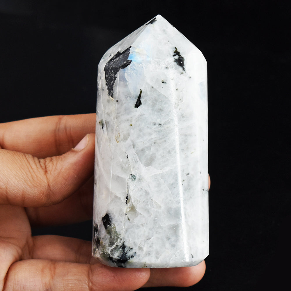 Blue Flash Moonstone 1194.00 Cts Genuine Hand Carved Crystal Gemstone Healing Point