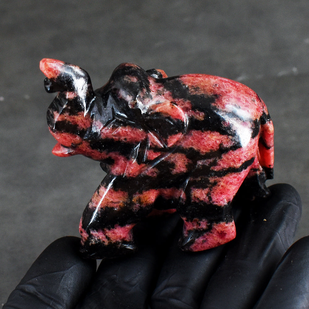 Natural 1019.00 Cts Genuine Pink Rhodonite Hand Carved Crystal Gemstone Elephant Carving