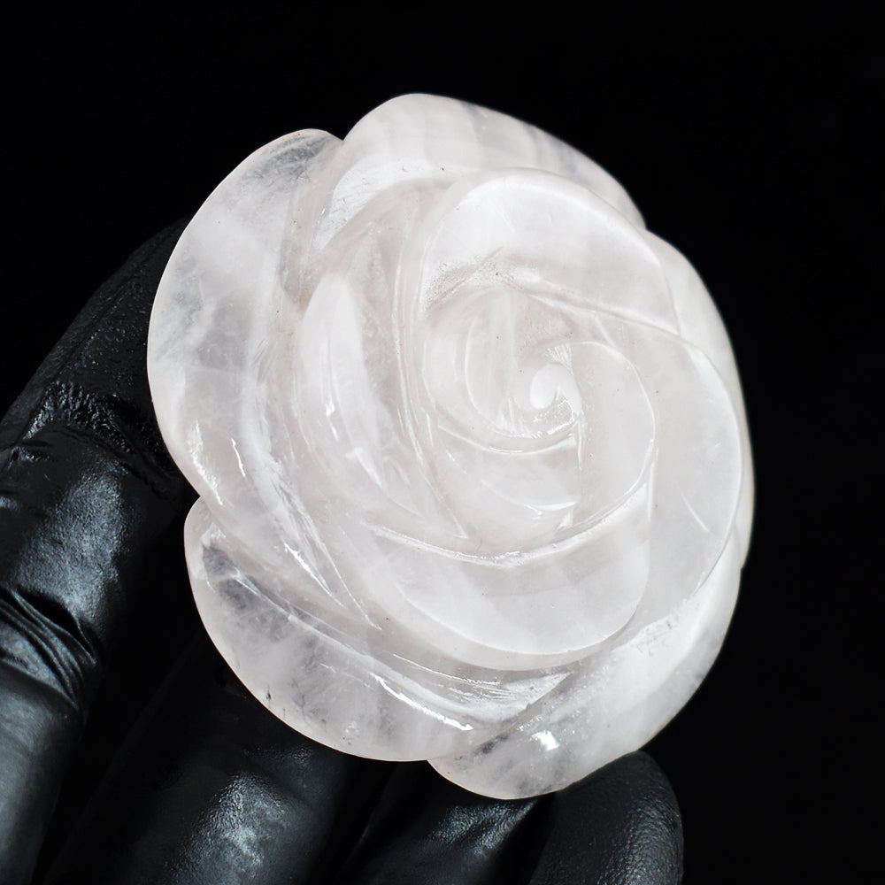 Natural 393.00 Cts Genuine Pink Rose Quartz Hand Carved Crystal Rose Gemstone Carving