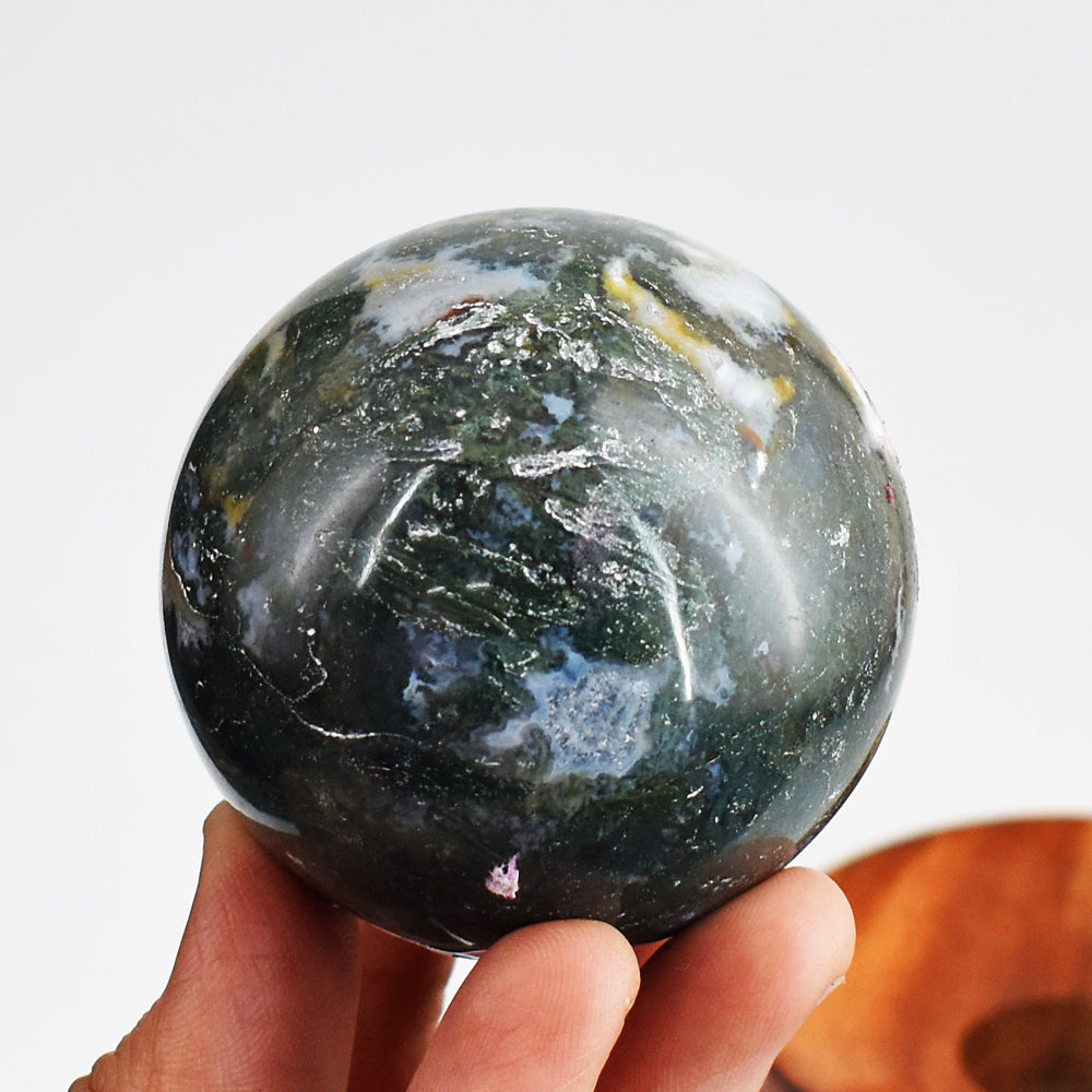 Beautiful 889.00 Cts Genuine  Moss Agate Hand Carved Crystal  Healing Gemstone Sphere