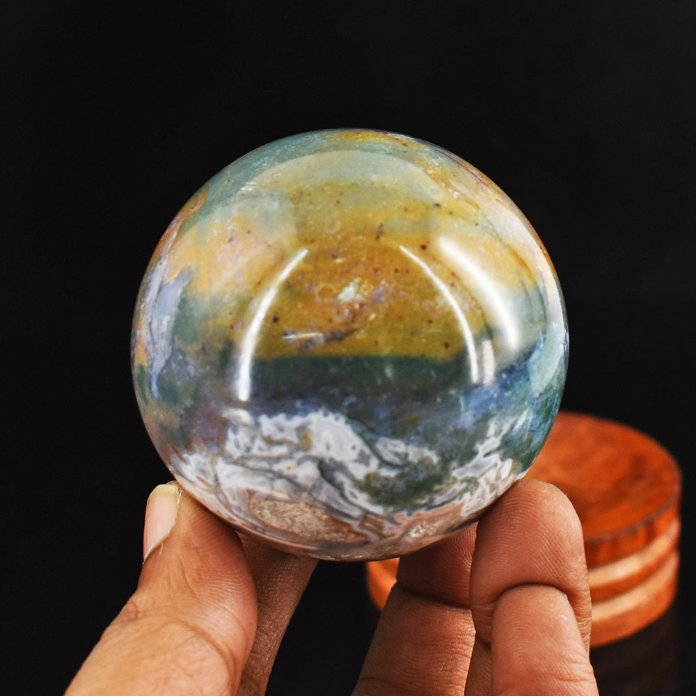 Beautiful 1215.00 Cts Genuine Multicolor Moss Agate Hand Carved Crystal Healing Sphere