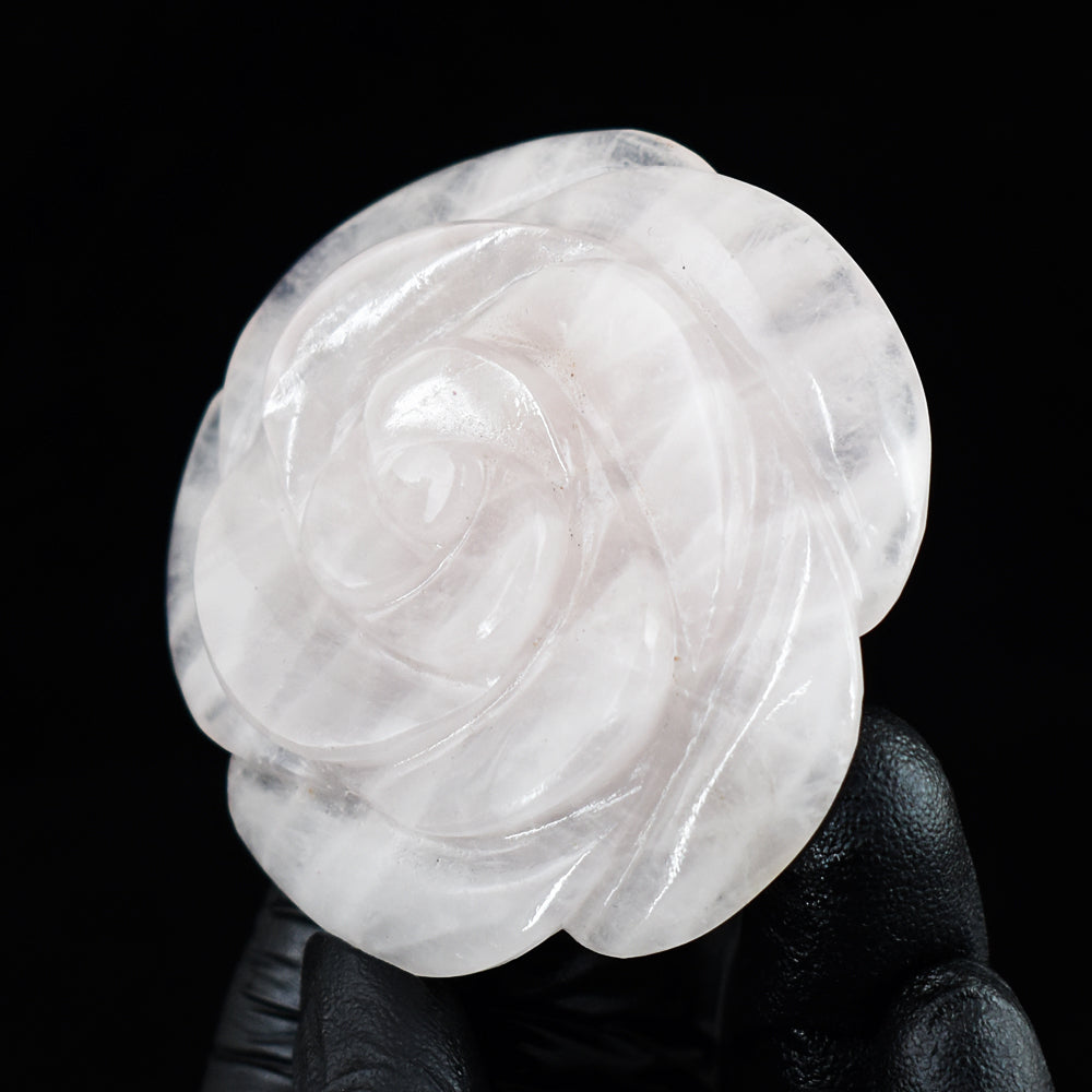 Natural 393.00 Cts Genuine Pink Rose Quartz Hand Carved Crystal Rose Gemstone Carving