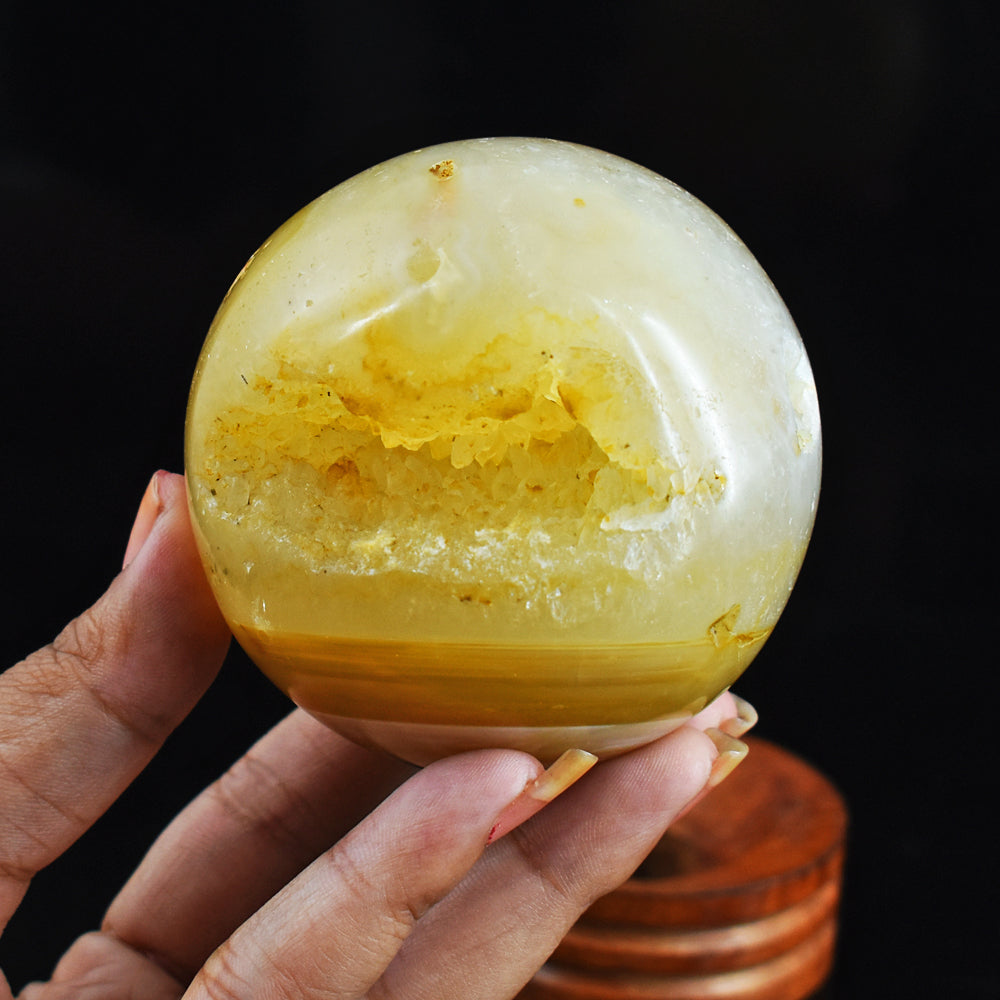 Fancy  1898.00 Cts  Genuine Agate Druzy  Hand Carved Crystal Healing  Sphere Gemstone