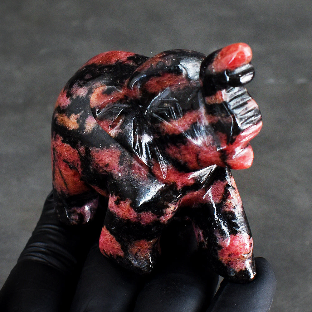 Natural 1019.00 Cts Genuine Pink Rhodonite Hand Carved Crystal Gemstone Elephant Carving