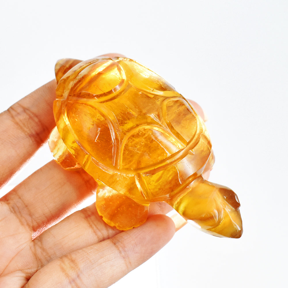 Gorgeous  596.00 Carats  Genuine  Hand Carved  Multicolor Fluorite Crystal  Gemstone Turtle Carving