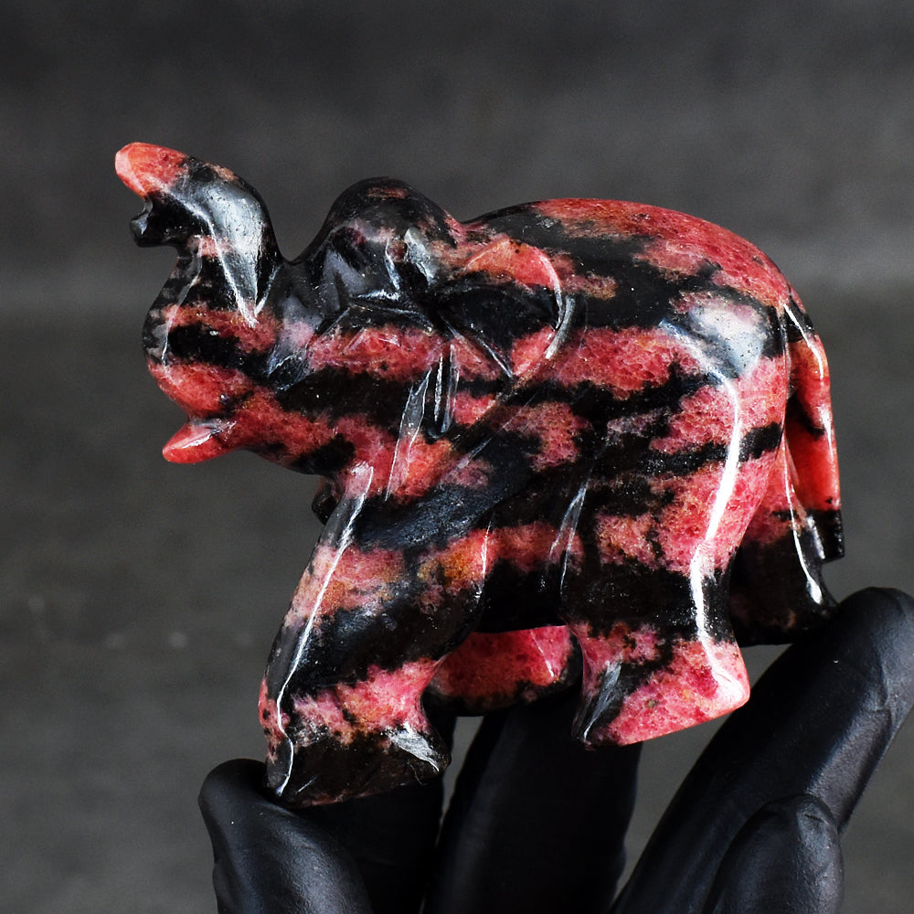 Natural 1019.00 Cts Genuine Pink Rhodonite Hand Carved Crystal Gemstone Elephant Carving