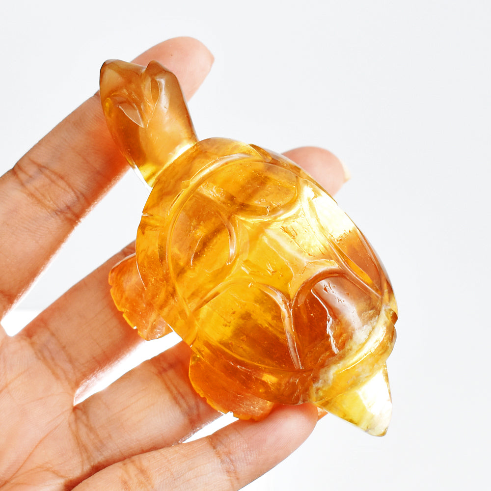 Gorgeous  596.00 Carats  Genuine  Hand Carved  Multicolor Fluorite Crystal  Gemstone Turtle Carving