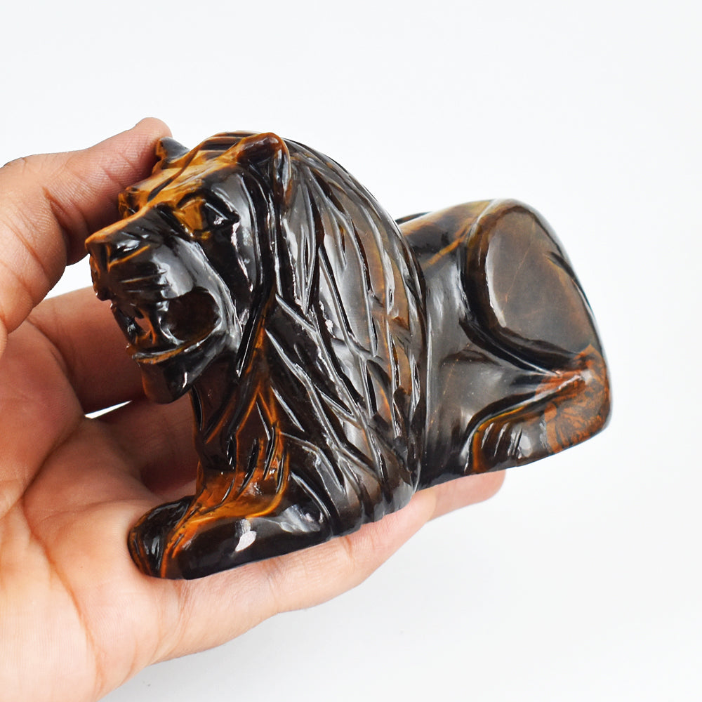 Artisian 1527.00 Carats  Genuine Golden Tiger Eye  Hand Carved  Crystal Gemstone Carving Lion
