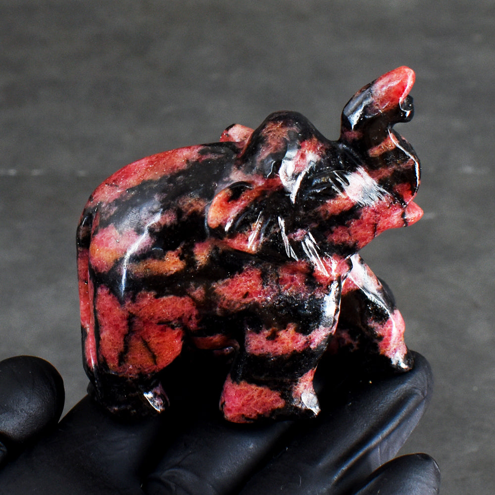 Natural 1019.00 Cts Genuine Pink Rhodonite Hand Carved Crystal Gemstone Elephant Carving