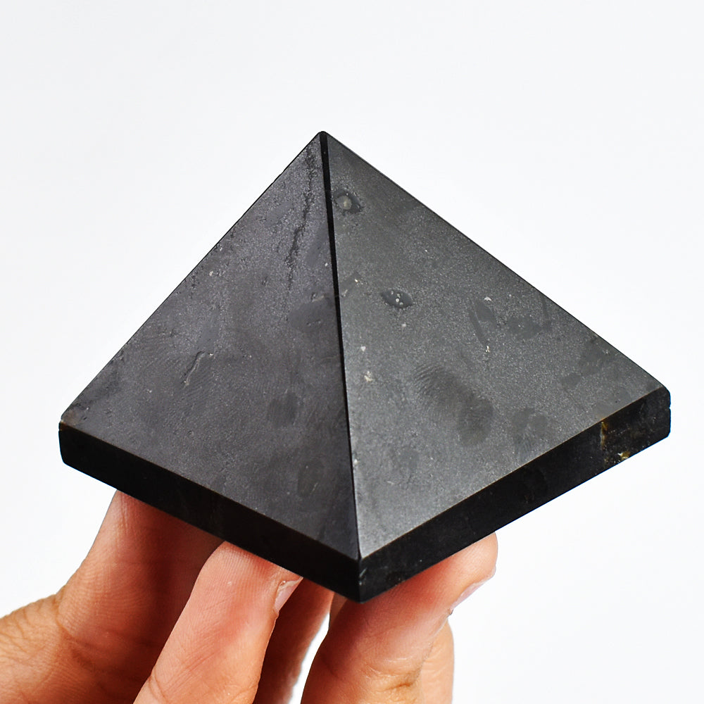 Natural  750.00 Carats Genuine Black Spinel  Hand Carved Crystal Healing  Pyramid Gemstone Carving