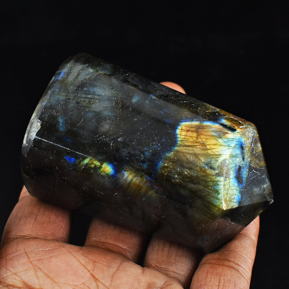 1151.00 Carats  Genuine Golden Flash Labradorite Hand  Carved  Crystal Gemstone  Healing  Point