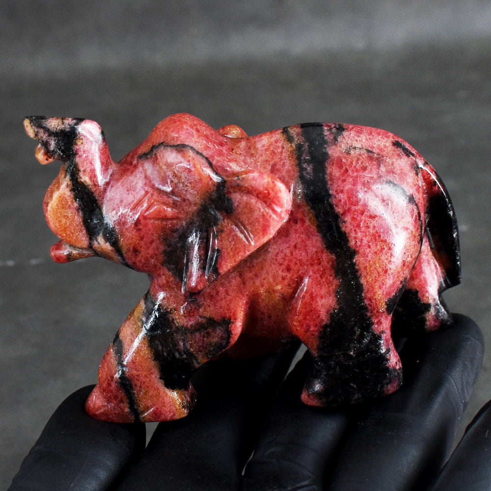 Awesome 1328.00 Cts Genuine Pink Rhodonite Hand Carved Elephant crystal Gemstone Carving