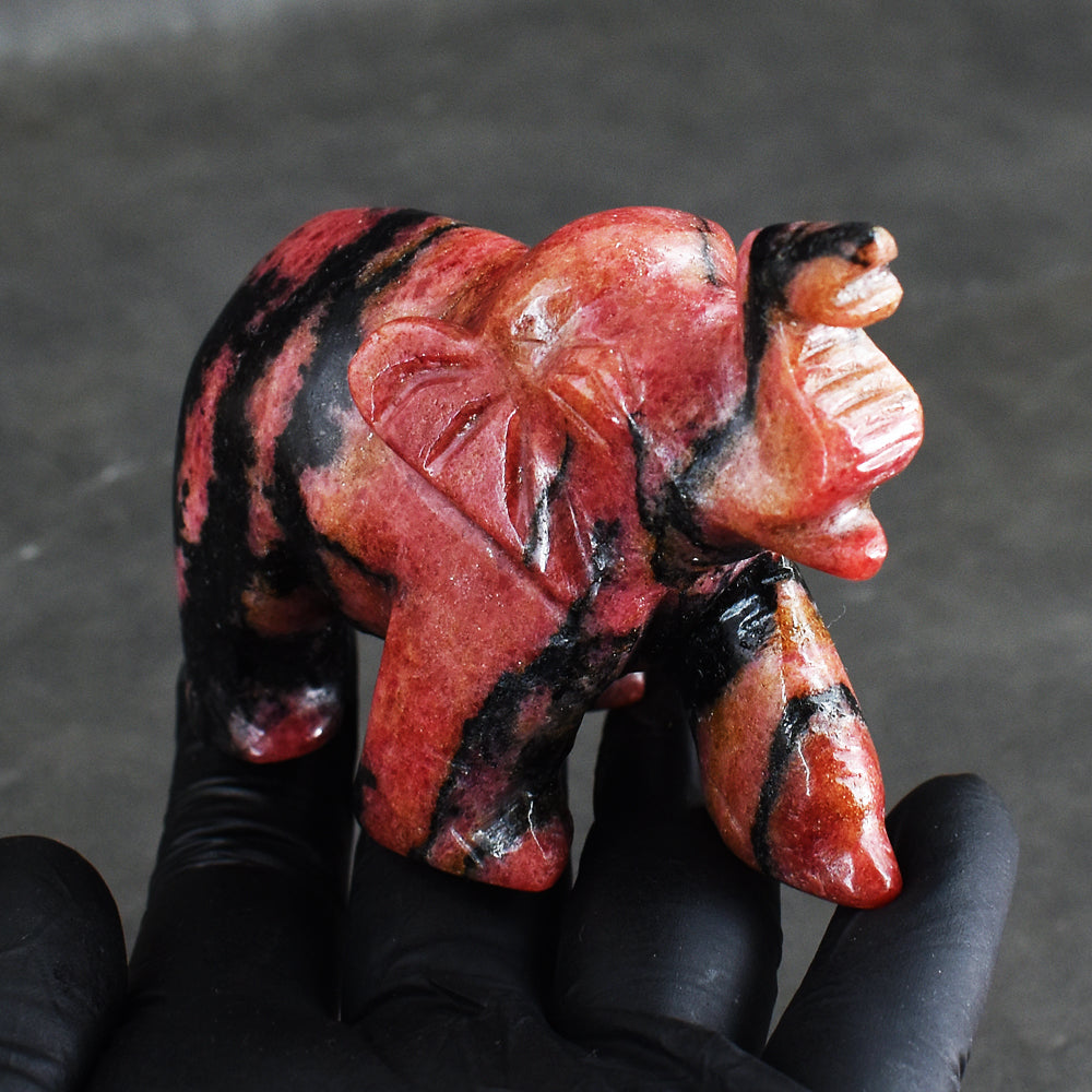 Awesome 1328.00 Cts Genuine Pink Rhodonite Hand Carved Elephant crystal Gemstone Carving