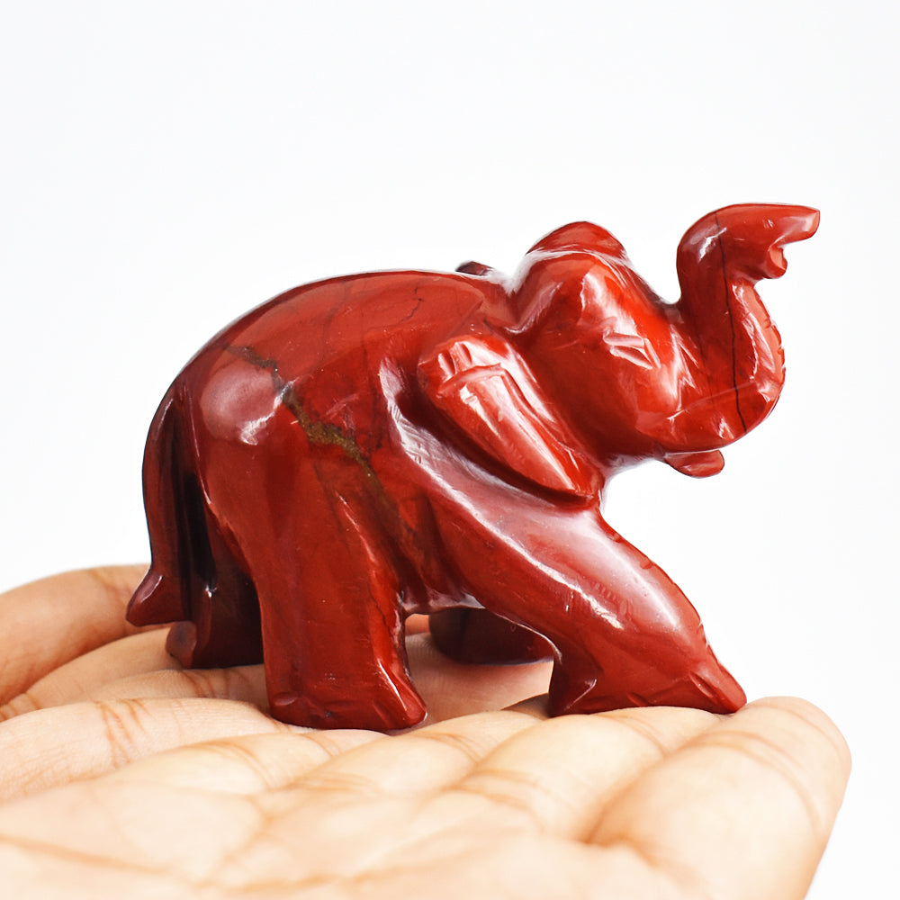 Awesome  756.00  Cts  Red Jasper Hand Carved Genuine Crystal Gemstone Carving Elephant