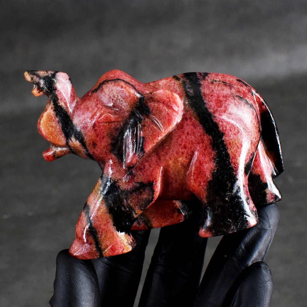 Awesome 1328.00 Cts Genuine Pink Rhodonite Hand Carved Elephant crystal Gemstone Carving
