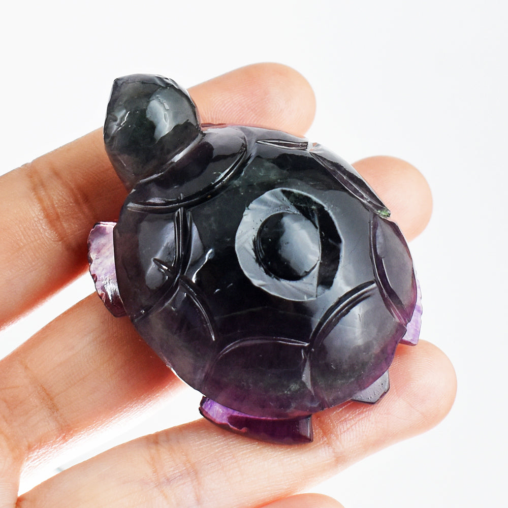 Gorgeous 452.00  Carats Genuine  Multicolor Fluorite Hand Carved Crystal Gemstone Turtle Carving