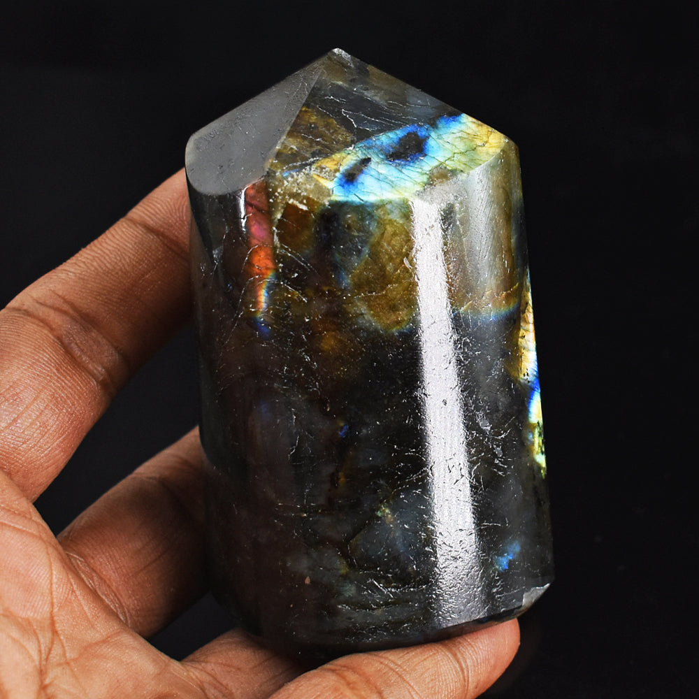 1151.00 Carats  Genuine Golden Flash Labradorite Hand  Carved  Crystal Gemstone  Healing  Point