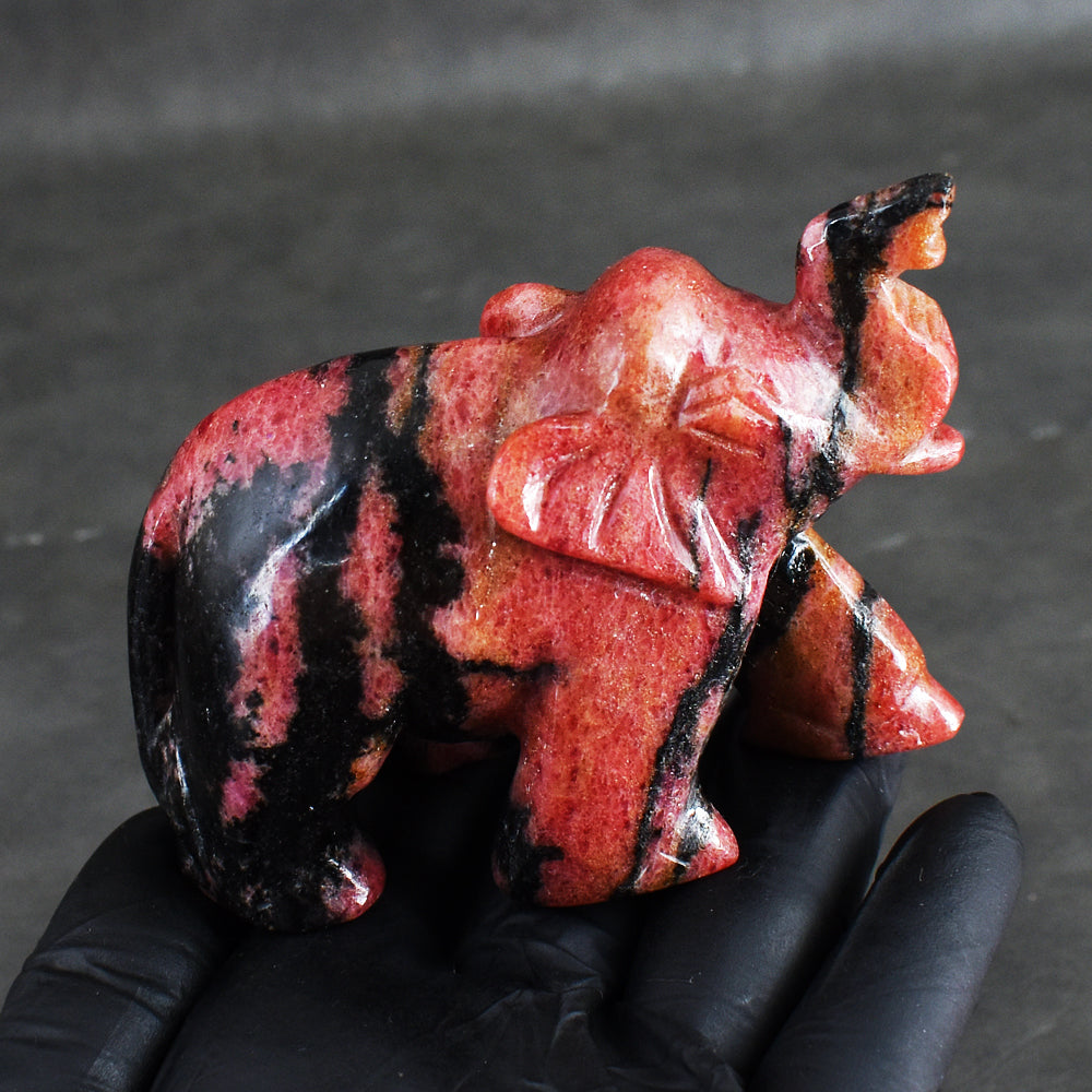 Awesome 1328.00 Cts Genuine Pink Rhodonite Hand Carved Elephant crystal Gemstone Carving