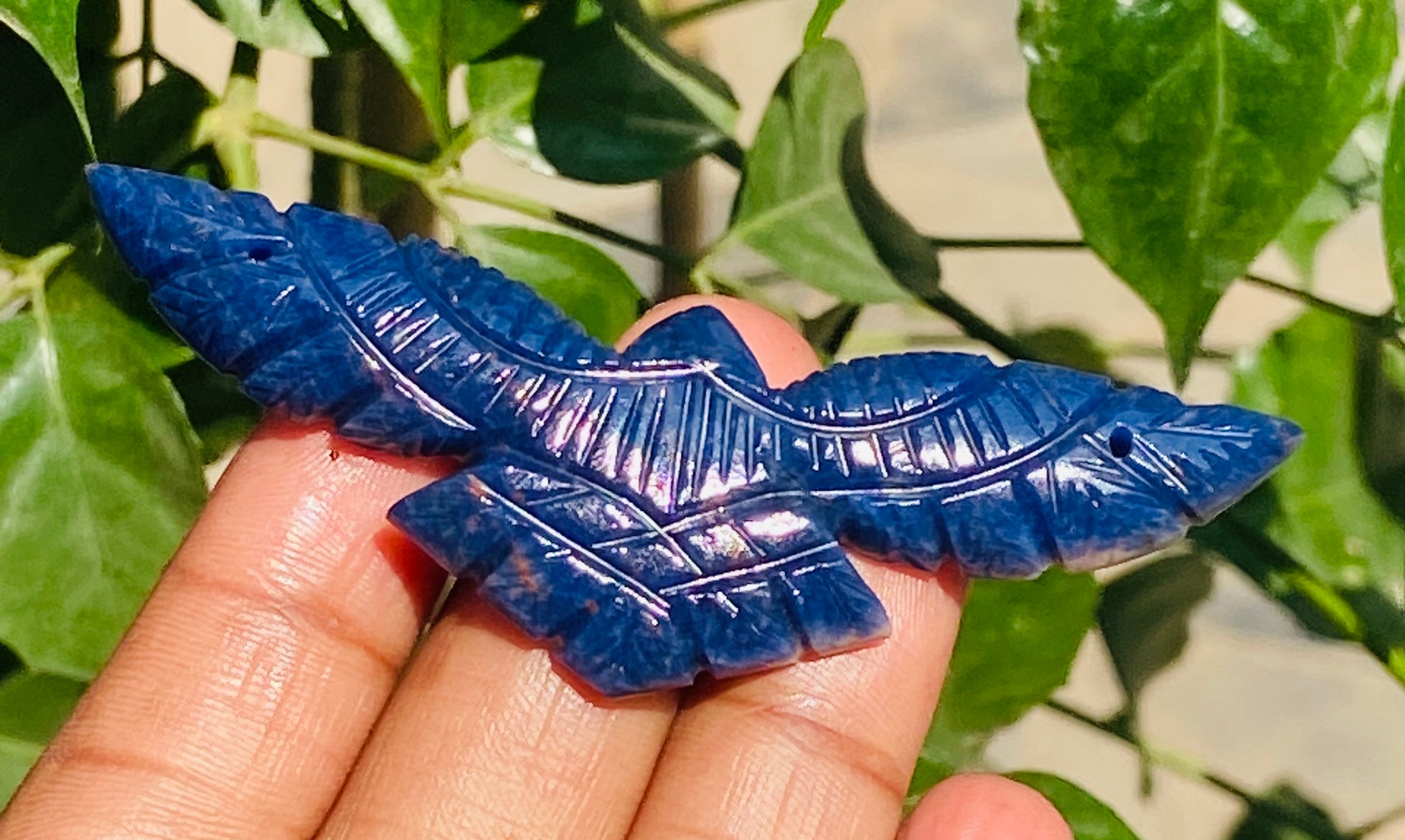 Genuine 48.00 Cts Amazing Blue Sodalite Hand Carved Premium Eagle Crystal