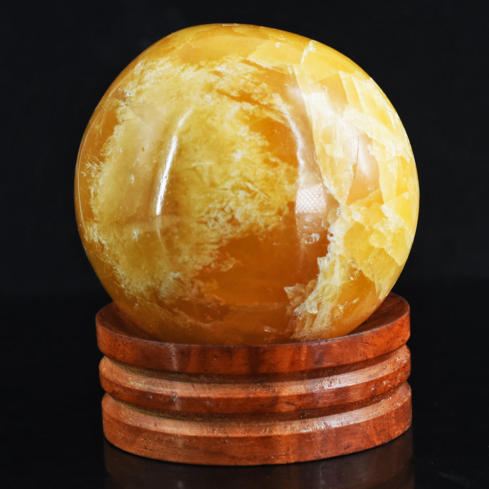 1476.00  Carats  Gorgeous  Genuine  Yellow  Calcite  Hand  Carved  Healing  Sphere