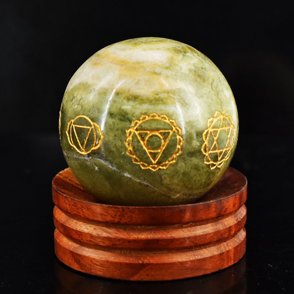 Natural 1024.00 Cts Genuine Serpentine Seven Chakra Crystal Specimen Gemstone Healing Sphere