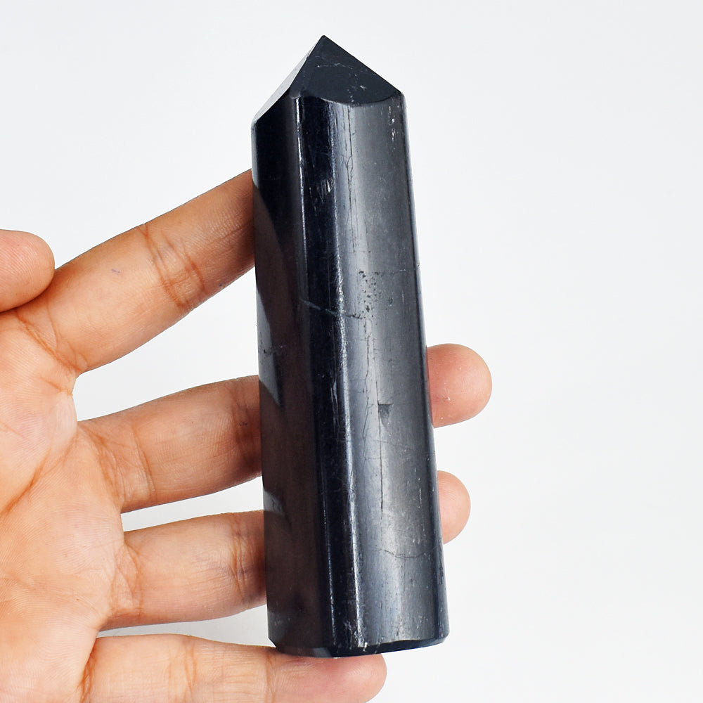 Exclusive  1154.00 Carats  Genuine Black Spinel Hand Carved Crystal Gemstone Healing  Point