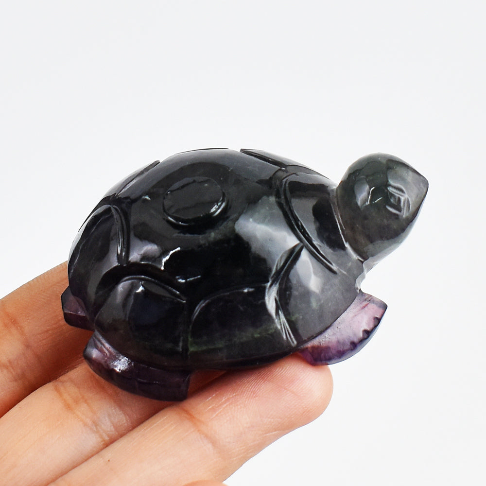 Gorgeous 452.00  Carats Genuine  Multicolor Fluorite Hand Carved Crystal Gemstone Turtle Carving