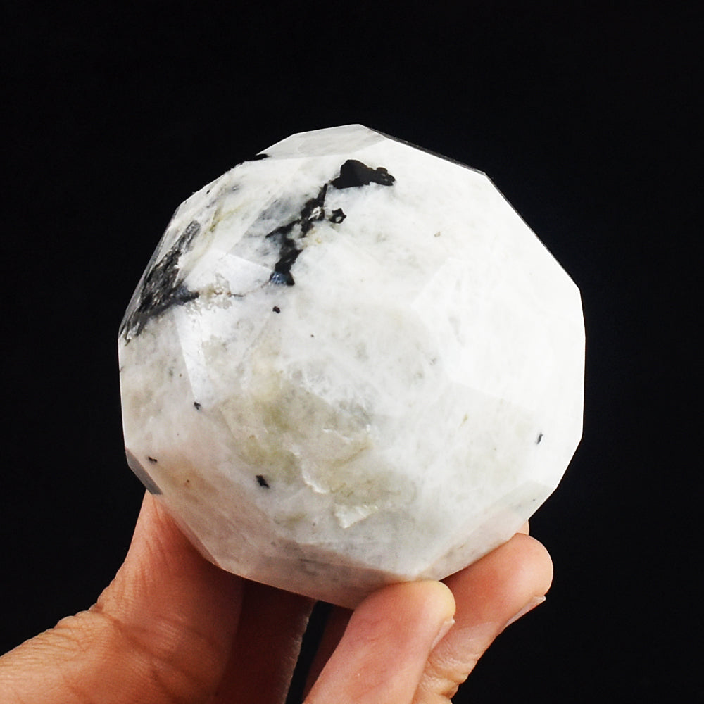 Artisian 1376.00 Cts Genuine Moonstone Hand Carved Faceted Crystal Healing Sphere